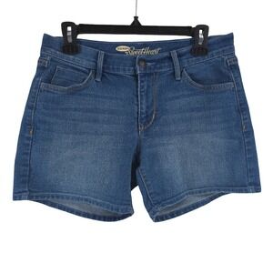 Old Navy Blue Denim Mid Rise Stretch 4.5" Inseam Shorts Womens 4